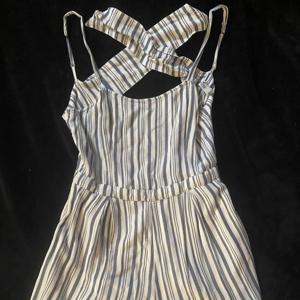 Hollister Blue & White Striped Romper